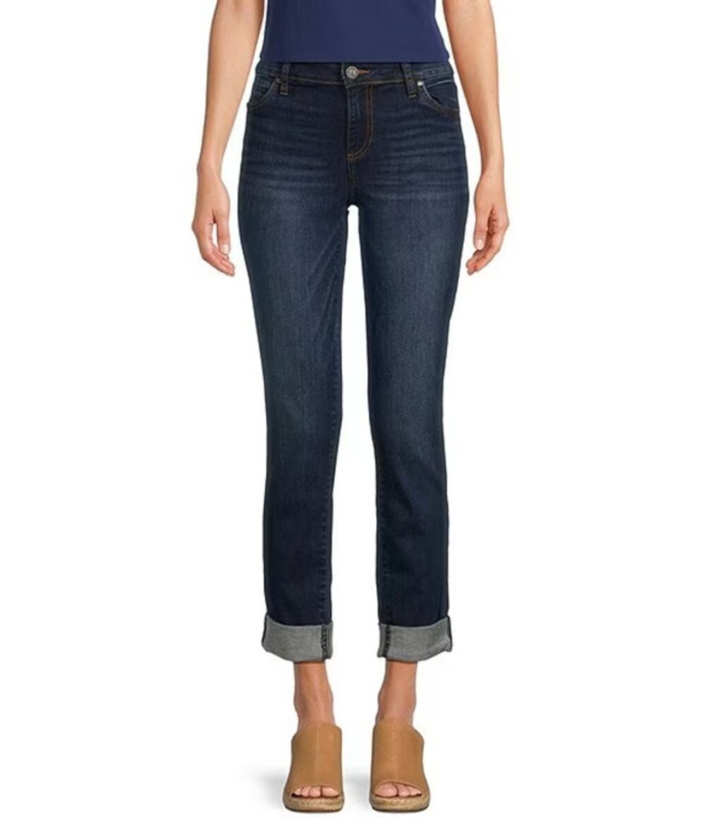 Kut From The Kloth Catherine Boyfriend Blue Jeans Mid Rise Dark Wash Sz 12 EUC